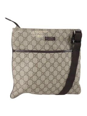 Authentic GUCCI GG Supreme Shoulder Bag PVC Beige Silver 141626